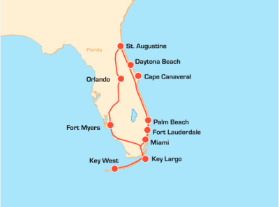 Tourverlauf Florida: The Sunsine State - US BIKE TRAVEL